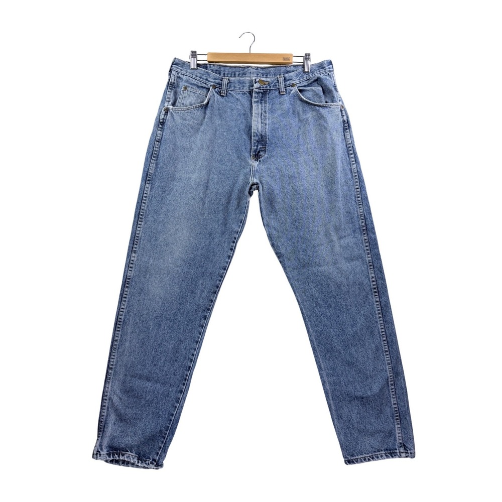 Wrangler Authentic Jeans Mens 38x32 Blue Good Vintage Made in USA Straight Leg